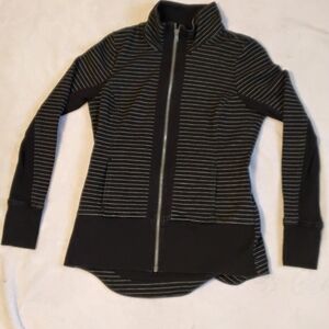 CAbi Black and Gray Striped Utility Jacket